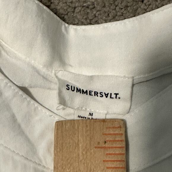 Summersalt Women M Dress Maxi Button Front Long Sleeve Roll Tab White READ - Picture 4 of 8